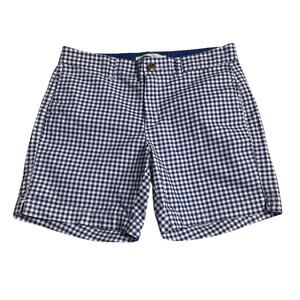 Old Navy Shorts Womens Size 8 Everyday Short Blue Gingham Plaid Mid Rise Zip Fly